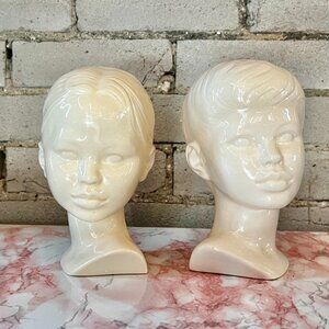 Vintage MCM, Edith Pedersen, Pretty Polynesian Girls, Plaster Busts, Set of Two